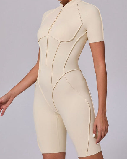 ZASUWA Female Sexy Backless Zipper Scrunch Bum Romper