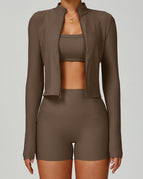 Saddle Brown / S / Shorts+Bras+Jacket
