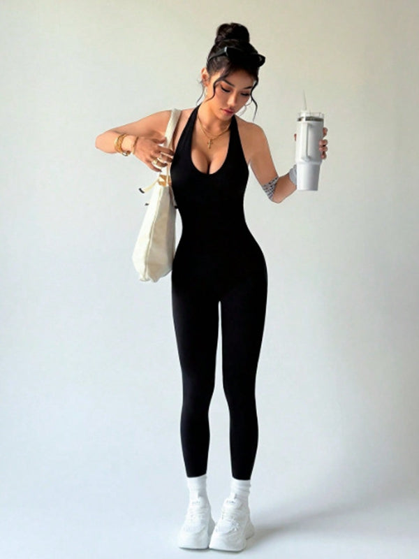 ZASUWA Female Backless Halter Scrunch Bum Jumpsuit