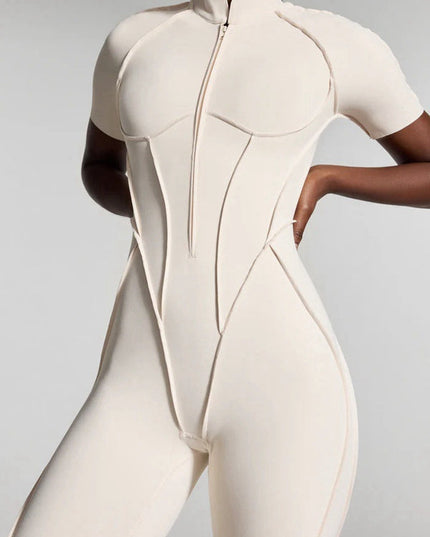 ZASUWA Female Sexy Backless Zipper Scrunch Bum Romper