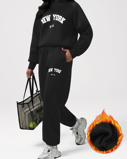 ZASUWA Feamle Letters Print  Fleece Hoodie