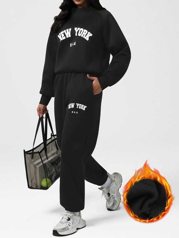 ZASUWA Feamle Letters Print  Fleece Hoodie