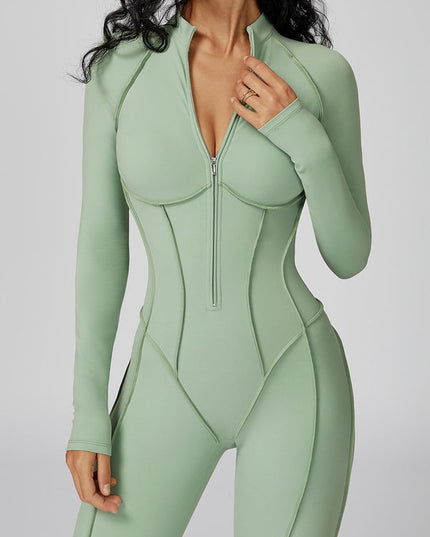 ZASUWA Female Sexy Zipper Stitch Performance Jumpsuit