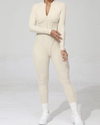Beige / S / Long Sleeves Jumpsuit