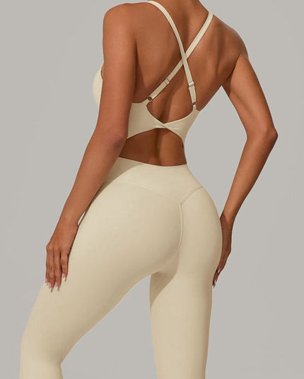 ZASUWA Female Sexy Cross Back U Collar Jumpsuit