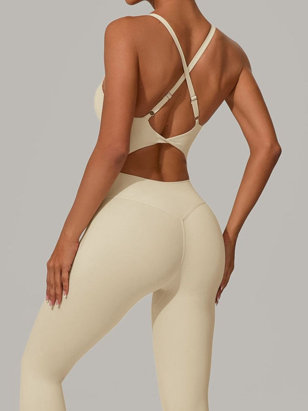 ZASUWA Female Sexy Cross Back U Collar Jumpsuit