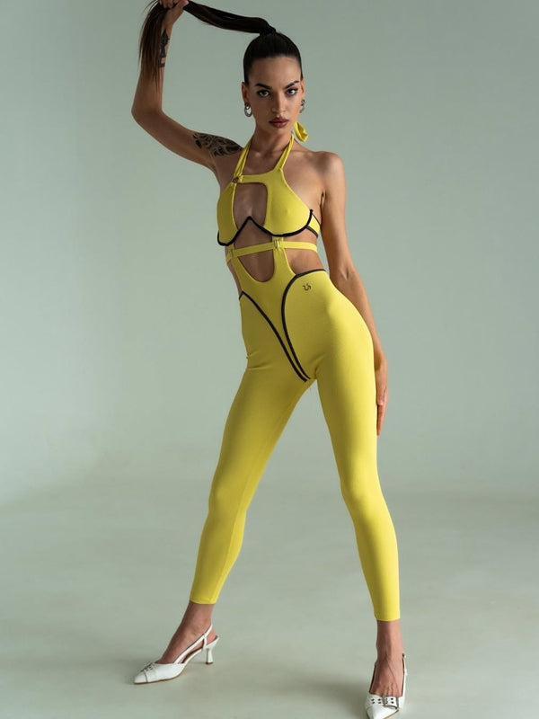 🖤ZASUWA Female Sexy Contrast Color Stripe Hollow Out Jumpsuit