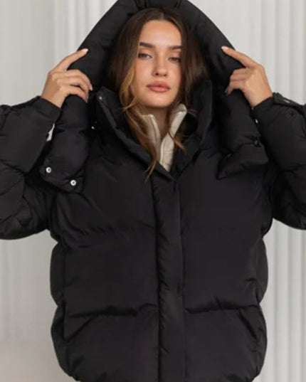 ZASUWA Female Pocket Zipper Warm With Hat Coat Jacket