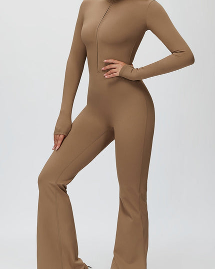 ZASUWA Female Fleece Zipper Flare Jumpsuit