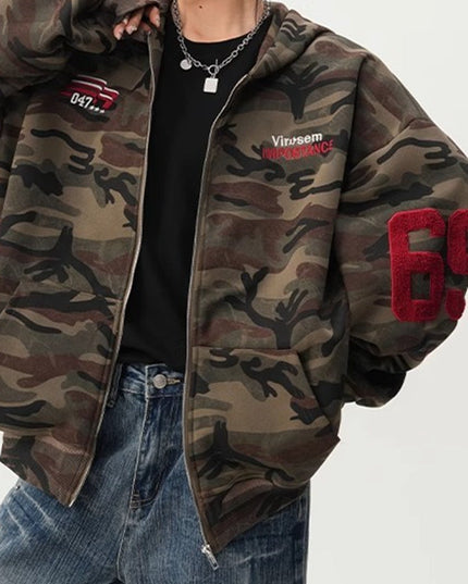 ZASUWA Feamle Pocket Camouflage Hoodie