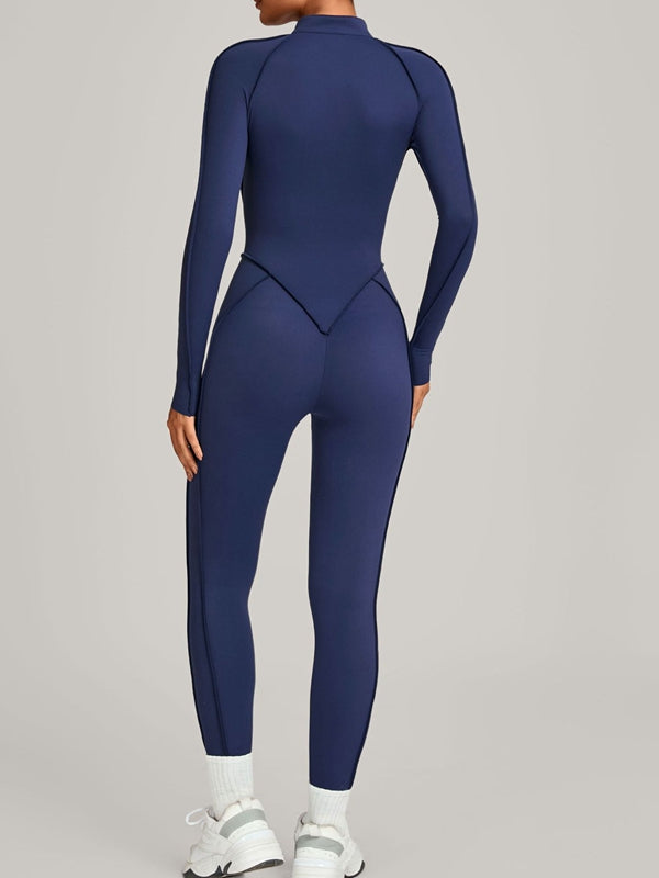 ZASUWA Female Sexy Zipper Stitch Performance Jumpsuit