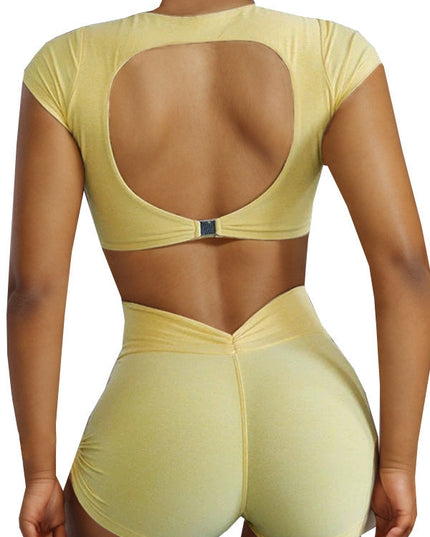 ZASUWA Female Backless Deep V Back Short Tracksuit