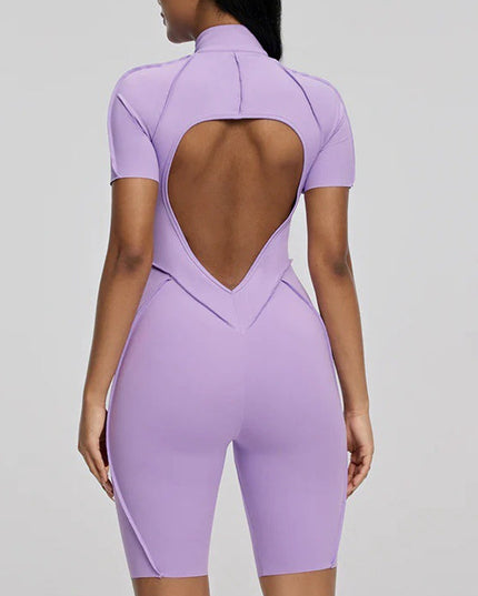 ZASUWA Female Sexy Backless Zipper Scrunch Bum Romper