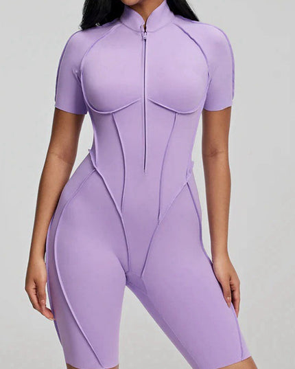 ZASUWA Female Sexy Backless Zipper Scrunch Bum Romper