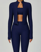 Navy / S / Leggings+Bras+Jacket