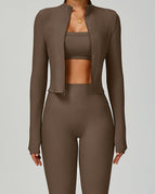Saddle Brown / S / Leggings+Bras+Jacket