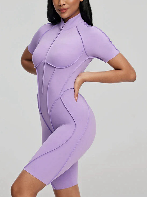 ZASUWA Female Sexy Backless Zipper Scrunch Bum Romper