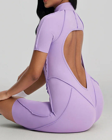 ZASUWA Female Sexy Backless Zipper Scrunch Bum Romper