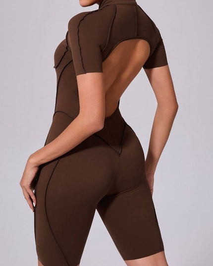 ZASUWA Female Sexy Backless Zipper Scrunch Bum Romper