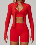 Red / S / Bras+Leggings+Jacket