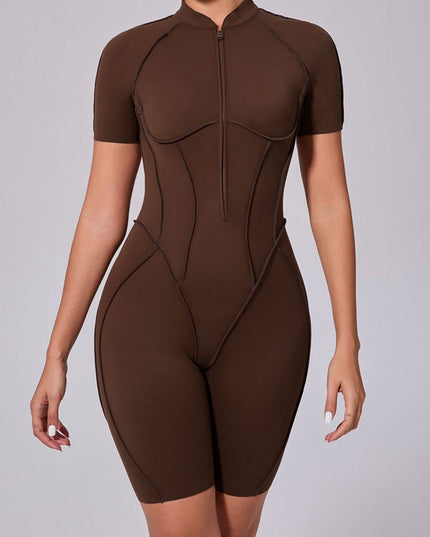 ZASUWA Female Sexy Backless Zipper Scrunch Bum Romper