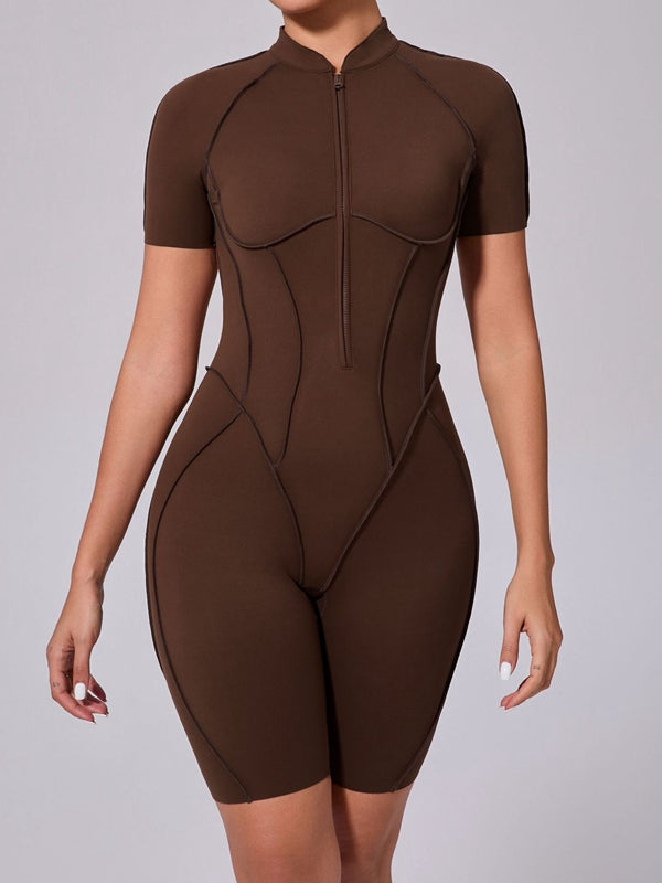 ZASUWA Female Sexy Backless Zipper Scrunch Bum Romper