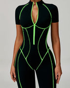 Green / S / Short Sleeves Jumpsuit