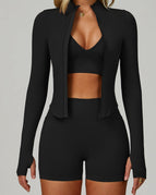 Black / S / Bras+Leggings+Jacket