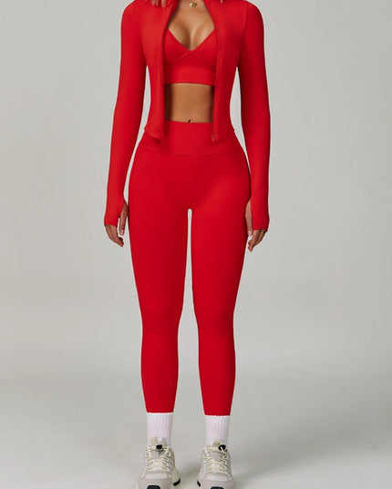 ZASUWA Female Deep V Back Seamless High-rise Tracksuit