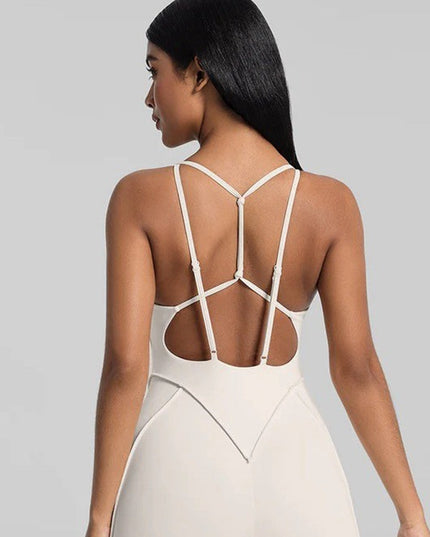 ZASUWA Female Sexy Cross Backless Stitch Performance Jumpsuit