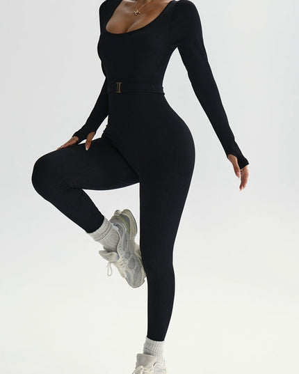 ZASUWA Female Ribbed U Collar Jumpsuit