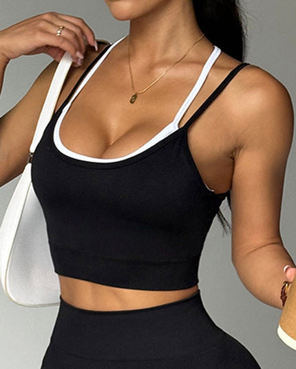 ZASUWA Female Contrast Color Cross Back Tank