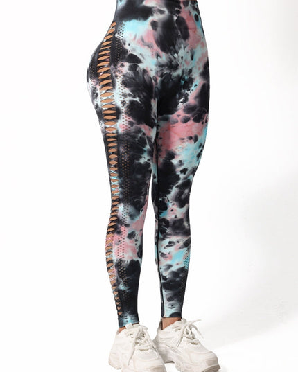 ZASUWA Female Hot Tie-dye Hollow Out Hot Booty Leggings