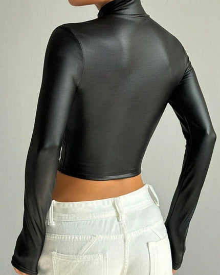 ZASUWA Female Faux Leather Zipper Jacket