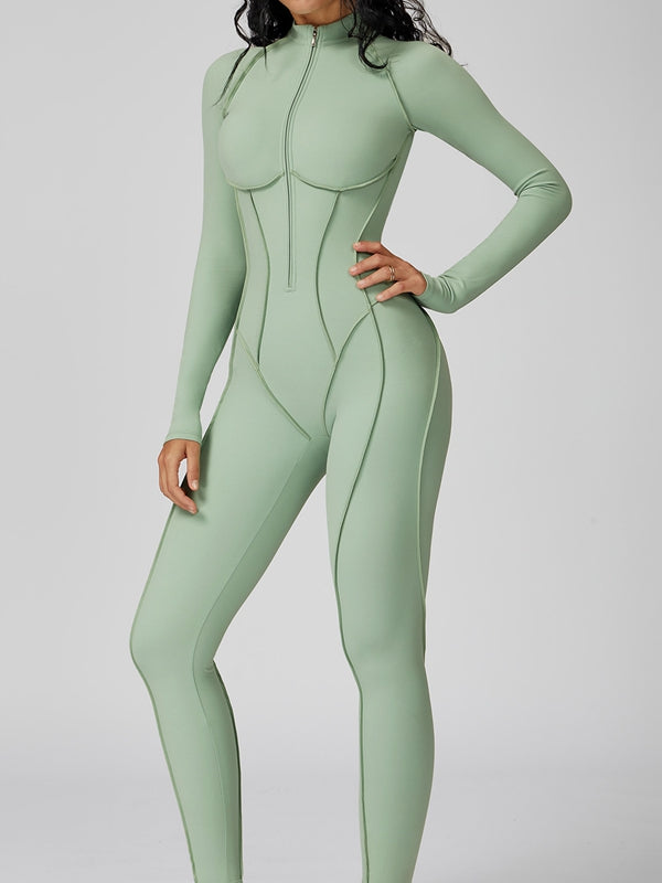 ZASUWA Female Sexy Zipper Stitch Performance Jumpsuit