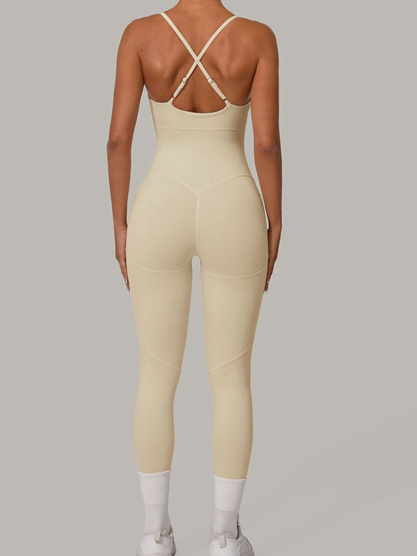 ZASUWA Female Sexy Cross Back Push-Up Jumpsuit