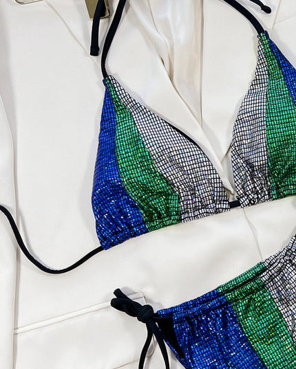 ZASUWA Female Shiny Contrast Color Bikini Set