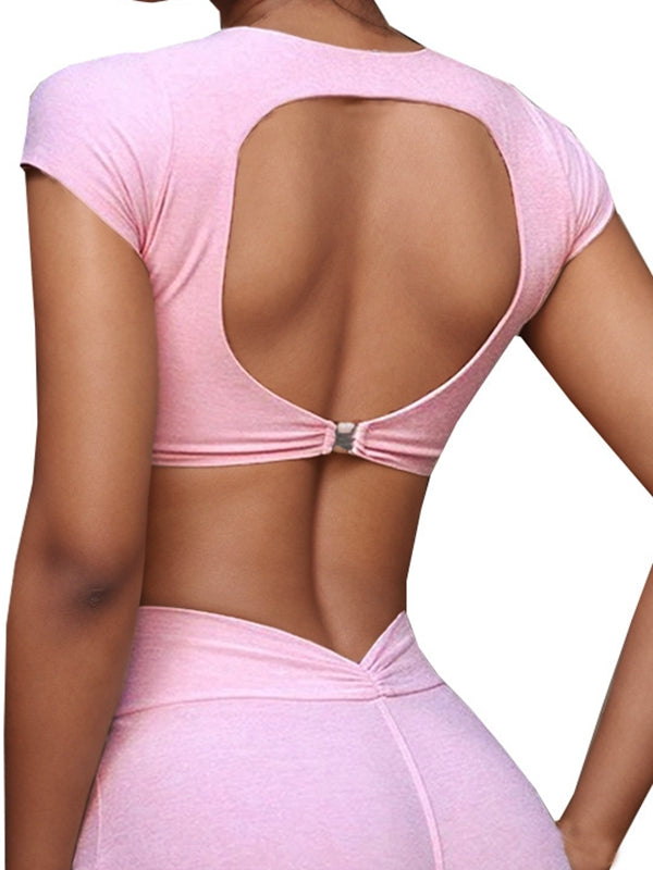 ZASUWA Female Backless Deep V Back Short Tracksuit