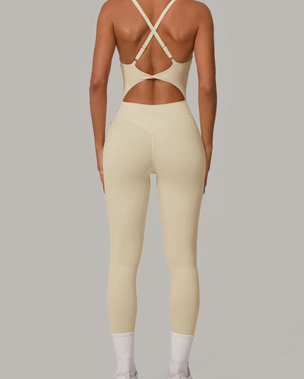 ZASUWA Female Sexy Cross Back U Collar Jumpsuit