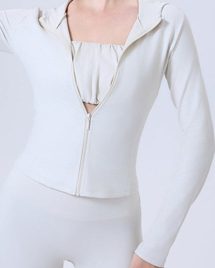 ZASUWA Female Faux Leather Zipper With Hat Jacket