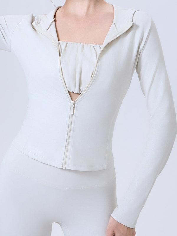 ZASUWA Female Faux Leather Zipper With Hat Jacket