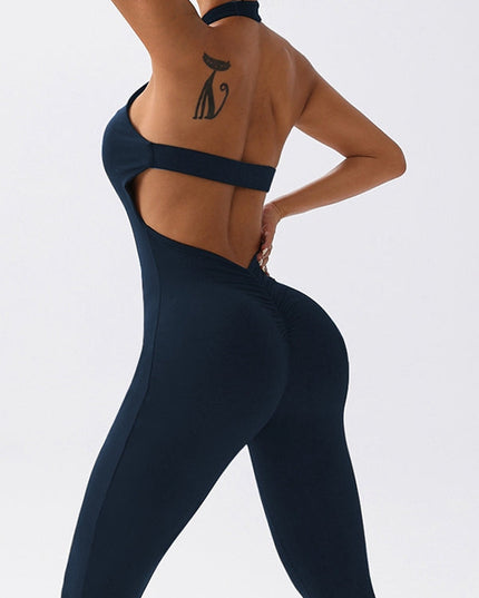 ZASUWA Female Backless Halter Deep V Back Jumpsuit