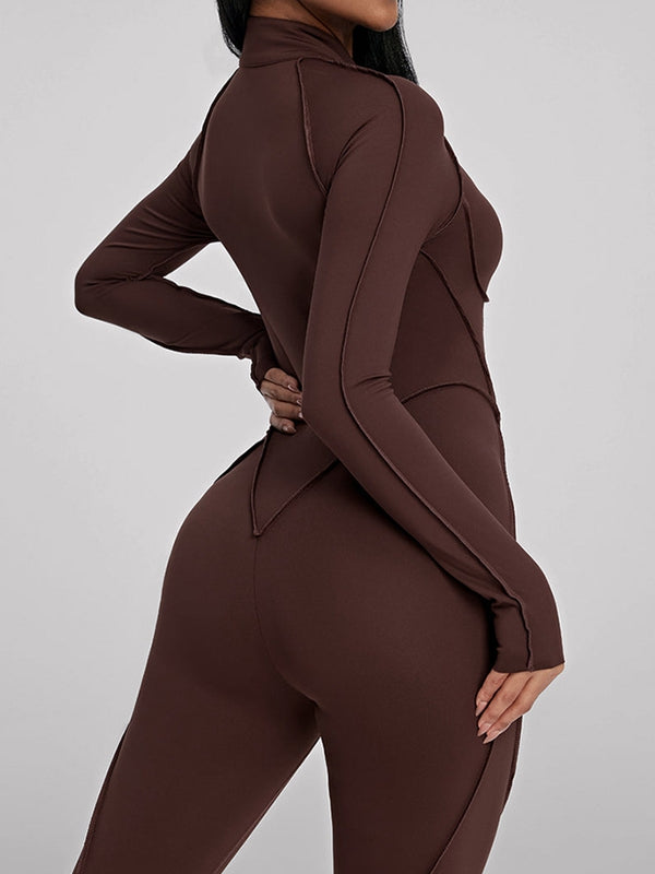 ZASUWA Female Sexy Zipper Stitch Performance Jumpsuit