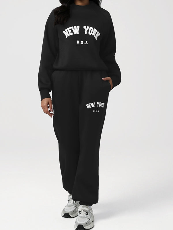 ZASUWA Feamle Letters Print  Fleece Hoodie