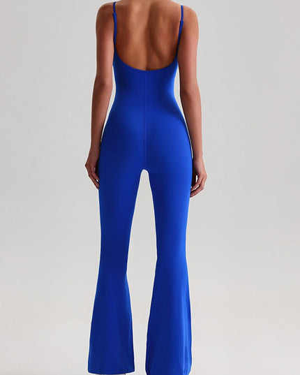 ZASUWA Female U Collar Backless Flare Jumpsuits