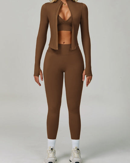 ZASUWA Female Deep V Back Seamless High-rise Short Tracksuit