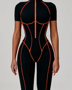 Orange / S / Short Sleeves Jumpsuit