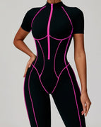 Deep Pink / S / Short Sleeves Jumpsuit