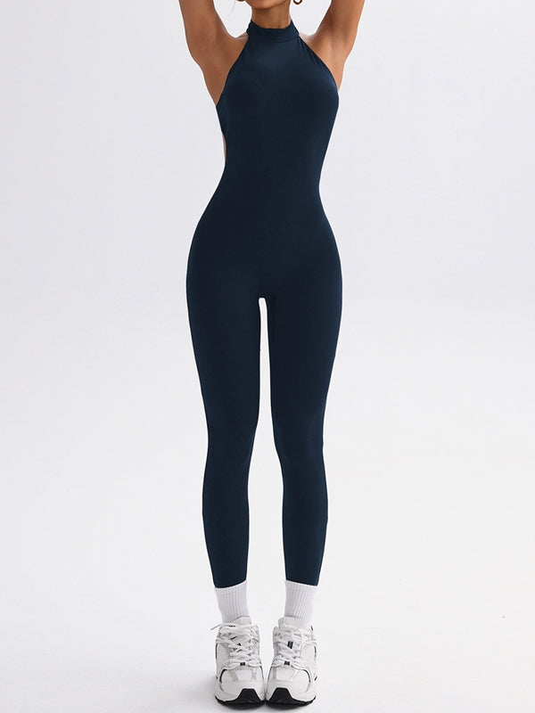 ZASUWA Female Backless Halter Deep V Back Jumpsuit