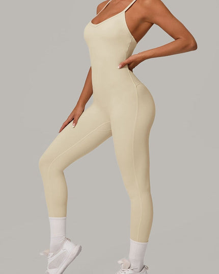 ZASUWA Female Sexy Cross Back U Collar Jumpsuit